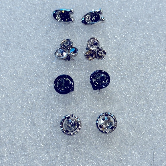Coach 4 pair of stud earrings 3 silver stud sets and 1 black tone. - Picture 2 of 4